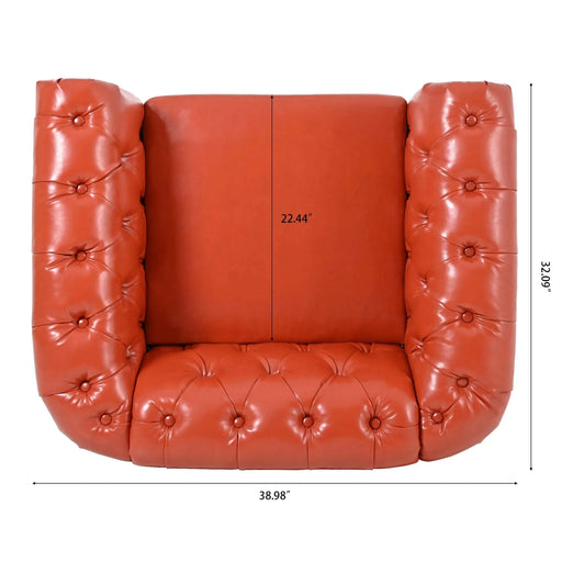 Modern 1 Seater Sofa for Living Room with Pocket Springs and Foam, Orange PU, 38.98'W x 32.09'D x 28.35'H Default -DTYStore