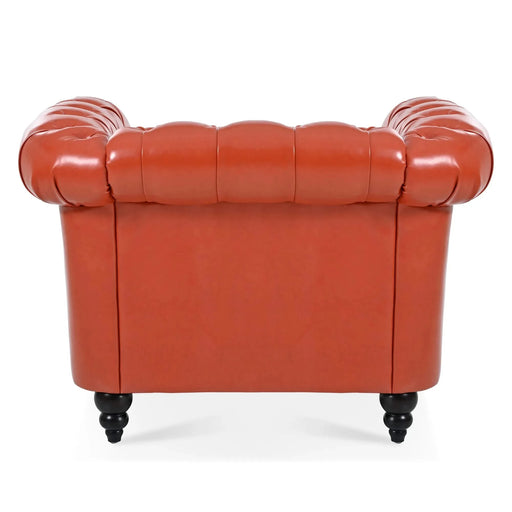 Modern 1 Seater Sofa for Living Room with Pocket Springs and Foam, Orange PU, 38.98'W x 32.09'D x 28.35'H Default -DTYStore