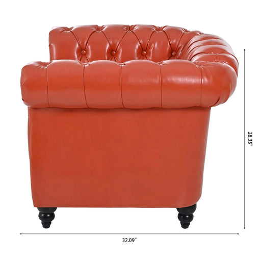 Modern 1 Seater Sofa for Living Room with Pocket Springs and Foam, Orange PU, 38.98'W x 32.09'D x 28.35'H Default -DTYStore