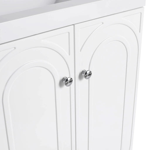 Modern 24' Freestanding Bathroom Vanity with Soft-Close Cabinet Doors in White Plywood, Excluding Sink Default -DTYStore