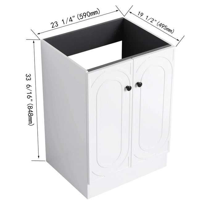 Modern 24' Freestanding Bathroom Vanity with Soft-Close Cabinet Doors in White Plywood, Excluding Sink Default -DTYStore