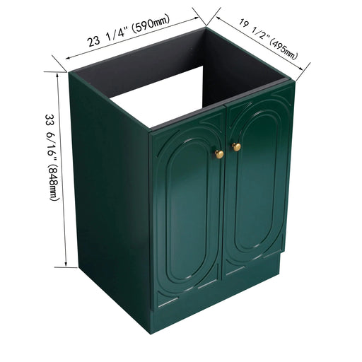 Modern 24 Inch Freestanding Bathroom Vanity with 2 Soft-Close Cabinet Doors in Dark Green Plywood - Excluding Sink Default -DTYStore