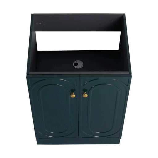 Modern 24 Inch Freestanding Bathroom Vanity with 2 Soft-Close Cabinet Doors in Dark Green Plywood - Excluding Sink Default -DTYStore