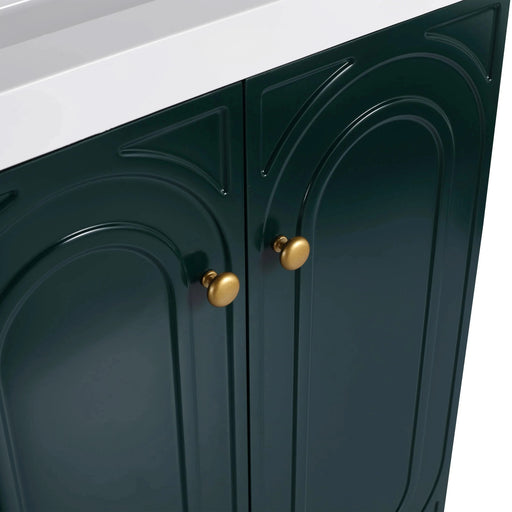 Modern 24 Inch Freestanding Bathroom Vanity with 2 Soft-Close Cabinet Doors in Dark Green Plywood - Excluding Sink Default -DTYStore