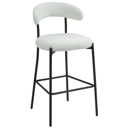 Modern 26'' Counter Height Bar Stool with Teddy Fabric Cover and Black Base, Snow White Default -DTYStore