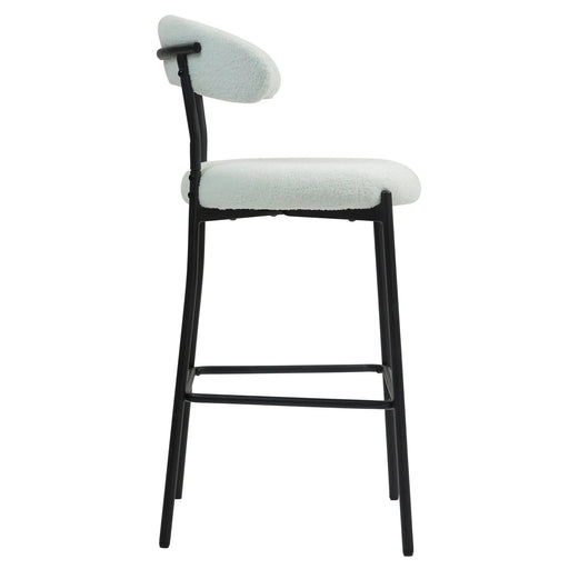 Modern 26'' Counter Height Bar Stool with Teddy Fabric Cover and Black Base, Snow White Default -DTYStore