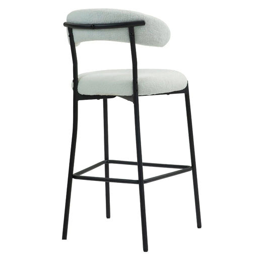 Modern 26'' Counter Height Bar Stool with Teddy Fabric Cover and Black Base, Snow White Default -DTYStore