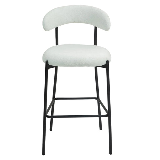 Modern 26'' Counter Height Bar Stool with Teddy Fabric Cover and Black Base, Snow White Default -DTYStore