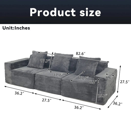 Modern 3-Seater Convertible Modular Sectional Sofa Set Popular Compression Sofa Default -DTYStore