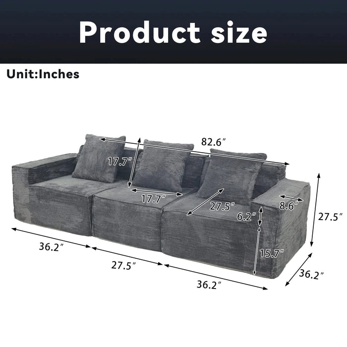Modern 3-Seater Convertible Modular Sectional Sofa Set Popular Compression Sofa Default -DTYStore