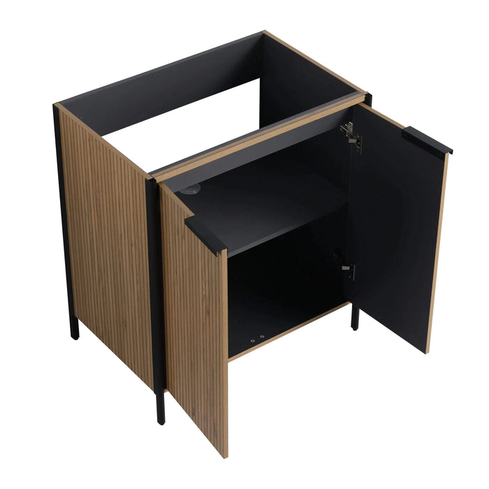 Modern 30' Freestanding Bathroom Vanity with Resin Sink & Soft-Close Cabinet Doors in Light Coffee Plywood Default -DTYStore
