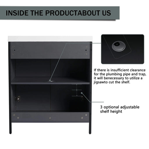 Modern 30' Freestanding Bathroom Vanity with Resin Sink & Soft-Close Cabinet Doors in Light Coffee Plywood Default -DTYStore