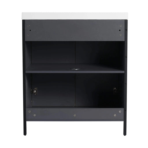 Modern 30' Freestanding Bathroom Vanity with Resin Sink & Soft-Close Cabinet Doors in Light Coffee Plywood Default -DTYStore