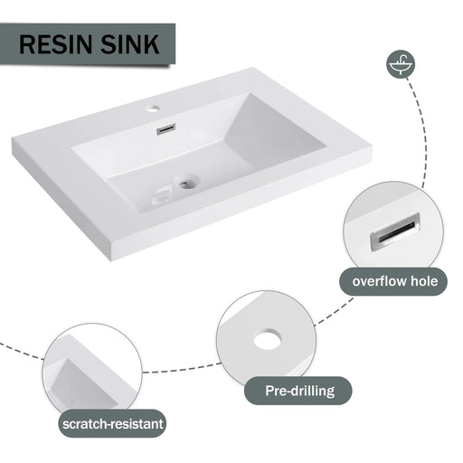 Modern 30' Freestanding Bathroom Vanity with Resin Sink & Soft-Close Cabinet Doors in Light Coffee Plywood Default -DTYStore