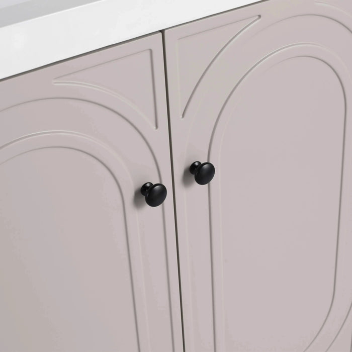 Modern 30' Freestanding Bathroom Vanity with Soft-Close Cabinet Doors in Khaki Plywood, Excluding Sink Default -DTYStore