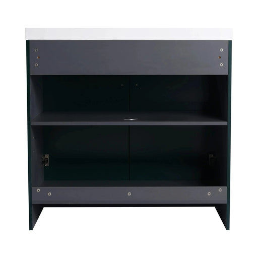 Modern 36 Inch Freestanding Bathroom Vanity with 2 Soft-Close Cabinet Doors in Dark Green Plywood -Excluding Sink Default -DTYStore