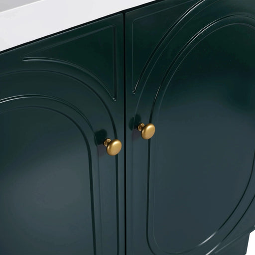 Modern 36 Inch Freestanding Bathroom Vanity with 2 Soft-Close Cabinet Doors in Dark Green Plywood -Excluding Sink Default -DTYStore