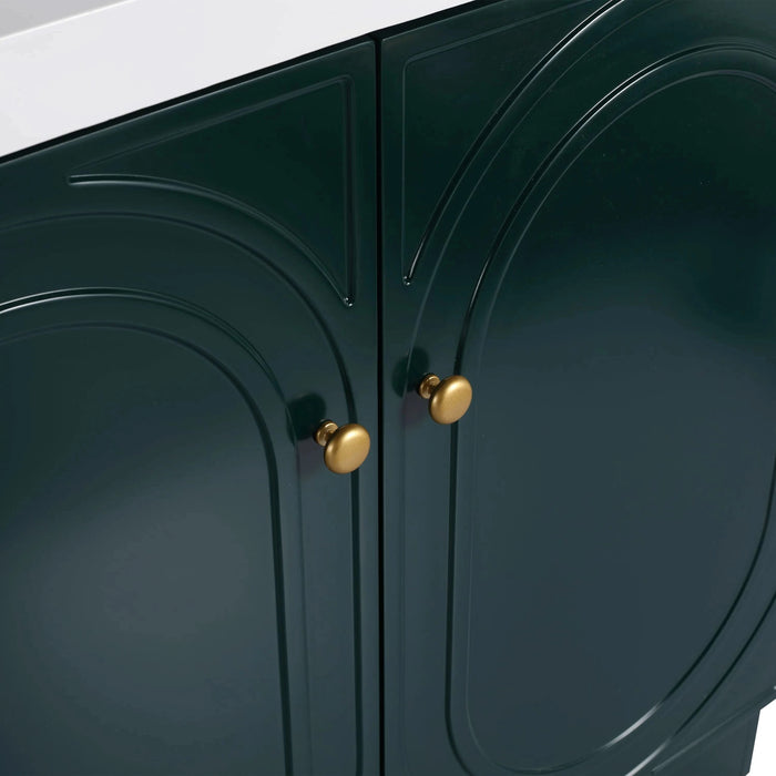 Modern 36 Inch Freestanding Bathroom Vanity with 2 Soft-Close Cabinet Doors in Dark Green Plywood -Excluding Sink Default -DTYStore
