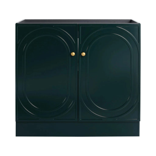 Modern 36 Inch Freestanding Bathroom Vanity with 2 Soft-Close Cabinet Doors in Dark Green Plywood -Excluding Sink Default -DTYStore