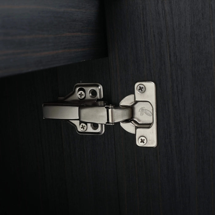 Modern 36 Inch Wall-Mounted Bathroom Vanity with Thick Edge Resin Sink and Storage Rack, Black Chestnut, Plywood Default -DTYStore