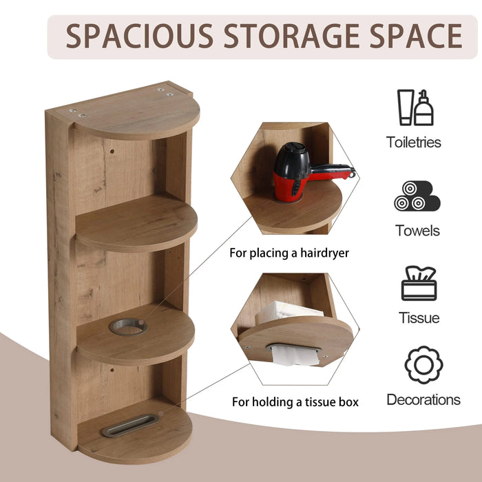 Modern 36' Wall-Mounted Bathroom Vanity with Ceramic Sink and Storage Rack, 2 Soft Close Drawers, Imitative Oak Finish Default -DTYStore