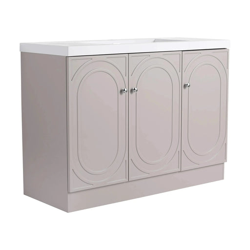 Modern 48' Freestanding Bathroom Vanity with White Resin Sink & Soft-Close Cabinet Doors in Khaki Plywood Default -DTYStore