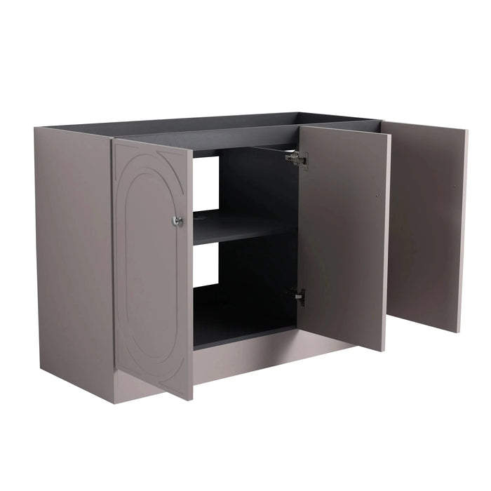 Modern 48' Freestanding Bathroom Vanity with White Resin Sink & Soft-Close Cabinet Doors in Khaki Plywood Default -DTYStore