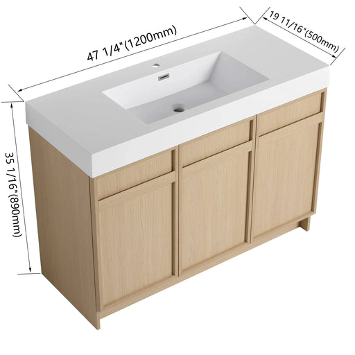 Modern 48' Freestanding Bathroom Vanity with White Resin Sink & Soft-Close Cabinet Doors in Oak Finish Default -DTYStore