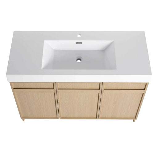 Modern 48' Freestanding Bathroom Vanity with White Resin Sink & Soft-Close Cabinet Doors in Oak Finish Default -DTYStore