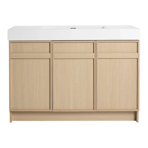 Modern 48' Freestanding Bathroom Vanity with White Resin Sink & Soft-Close Cabinet Doors in Oak Finish Default -DTYStore