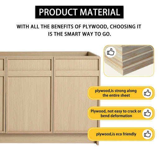 Modern 48' Freestanding Bathroom Vanity with White Resin Sink & Soft-Close Cabinet Doors in Oak Finish Default -DTYStore