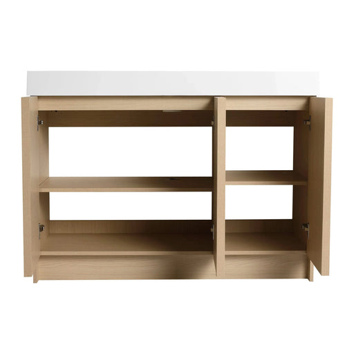 Modern 48' Freestanding Bathroom Vanity with White Resin Sink & Soft-Close Cabinet Doors in Oak Finish Default -DTYStore