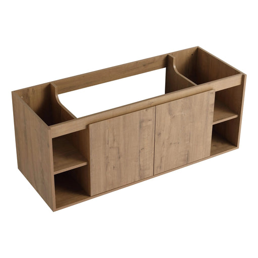 Modern 48' Wall-Mounted Bathroom Vanity with Double Resin Sink and Storage Rack, Soft Close Doors, Imitative Oak Finish Default -DTYStore