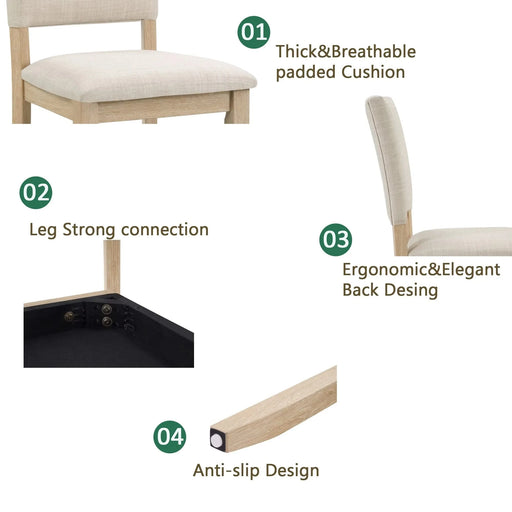 Modern 4 Person Dining Table Set with 4 Chairs, Dining Table Set for 4 People, 5-piece Wooden Dining Table Set for Living Room, Kitchen and Dining Room, Liaght Oak + Beige Default -DTYStore