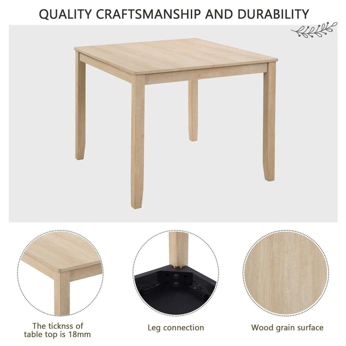 Modern 4 Person Dining Table Set with 4 Chairs, Dining Table Set for 4 People, 5-piece Wooden Dining Table Set for Living Room, Kitchen and Dining Room, Liaght Oak + Beige Default -DTYStore