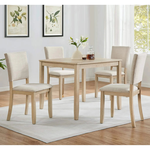 Modern 4 Person Dining Table Set with 4 Chairs, Dining Table Set for 4 People, 5-piece Wooden Dining Table Set for Living Room, Kitchen and Dining Room, Liaght Oak + Beige Default -DTYStore