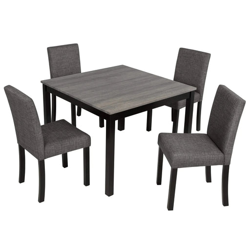 Modern 5-Piece Dining Table Set with 4 Chairs for Kitchen or Dining Room – Light Grey & Black Two-Tone Default -DTYStore