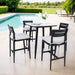 Modern 5-Piece Outdoor Bar Set, 35.4 Inch Sintered Stone Table with Greek White Marble-Inspired Top & 4 Aluminum Bar Stools, Ember Black, Sunbrella Cushions, Weather-Resistant Default -DTYStore