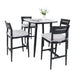 Modern 5-Piece Outdoor Bar Set, 35.4 Inch Sintered Stone Table with Greek White Marble-Inspired Top & 4 Aluminum Bar Stools, Ember Black, Sunbrella Cushions, Weather-Resistant Default -DTYStore