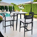 Modern 5-Piece Outdoor Bar Set, 35.4 Inch Sintered Stone Table with Greek White Marble-Inspired Top & 4 Aluminum Bar Stools, Ember Black, Sunbrella Cushions, Weather-Resistant Default -DTYStore