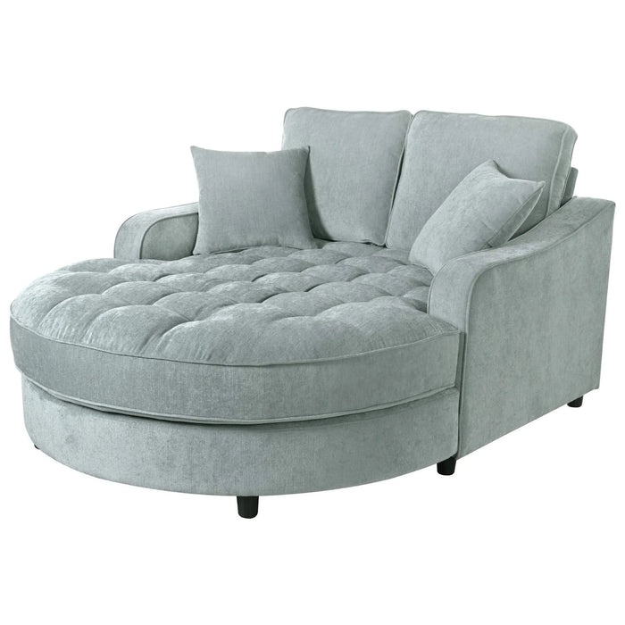 Modern 55' Chaise Lounge Sofa Bed with Tufted Seat & Detachable Pillows in Misty Green Chenille Default -DTYStore