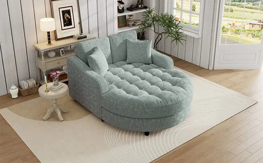 Modern 55' Chaise Lounge Sofa Bed with Tufted Seat & Detachable Pillows in Misty Green Chenille Default -DTYStore