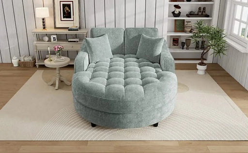 Modern 55' Chaise Lounge Sofa Bed with Tufted Seat & Detachable Pillows in Misty Green Chenille Default -DTYStore
