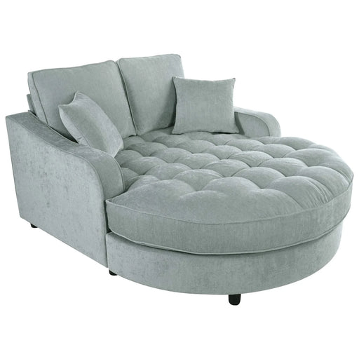 Modern 55' Chaise Lounge Sofa Bed with Tufted Seat & Detachable Pillows in Misty Green Chenille Default -DTYStore