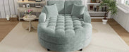Modern 55' Chaise Lounge Sofa Bed with Tufted Seat & Detachable Pillows in Misty Green Chenille Default -DTYStore