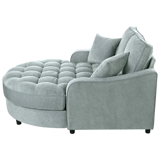 Modern 55' Chaise Lounge Sofa Bed with Tufted Seat & Detachable Pillows in Misty Green Chenille Default -DTYStore