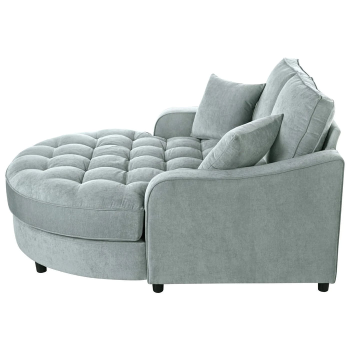 Modern 55' Chaise Lounge Sofa Bed with Tufted Seat & Detachable Pillows in Misty Green Chenille Default -DTYStore