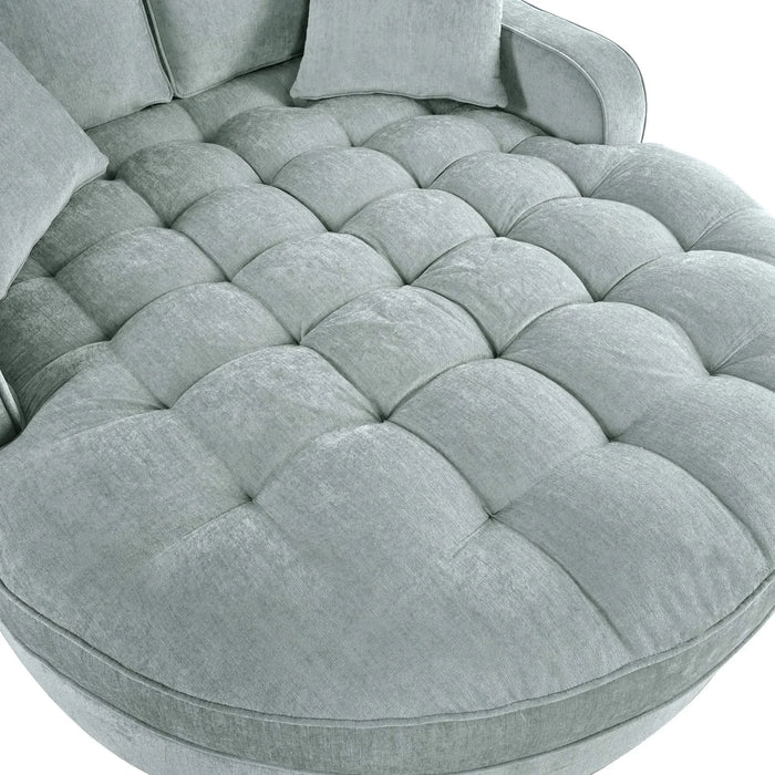 Modern 55' Chaise Lounge Sofa Bed with Tufted Seat & Detachable Pillows in Misty Green Chenille Default -DTYStore