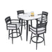 Modern 5PC Outdoor Patio Bar Set,Rounded Square Sintered Stone Table & 4 Swivel Bar Chairs,Non-Rust Aluminum Frame,Ember Black, Marble-Inspired Top,Bearing Swivel Plate,Tapered Legs,Sunbrella Cushion Default -DTYStore