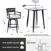 Modern 5PC Outdoor Patio Bar Set,Rounded Square Sintered Stone Table & 4 Swivel Bar Chairs,Non-Rust Aluminum Frame,Ember Black, Marble-Inspired Top,Bearing Swivel Plate,Tapered Legs,Sunbrella Cushion Default -DTYStore